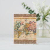 Weltkarte 1700er antike Kontinente Postkarte (Stehend Vorderseite)