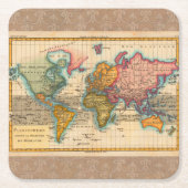 Weltkarte 1700er antike Kontinente Rechteckiger Pappuntersetzer (Vorderseite)