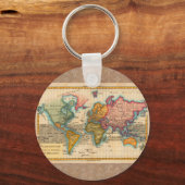 Weltkarte 1700er antike Kontinente Schlüsselanhänger (Vorderseite)