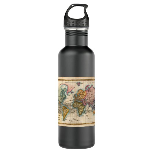 Weltkarte 1700er antike Kontinente Trinkflasche (Vorderseite)