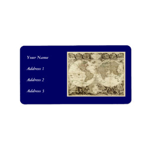 Weltkarte 1708 durch Jean Baptiste Nolin Adressaufkleber