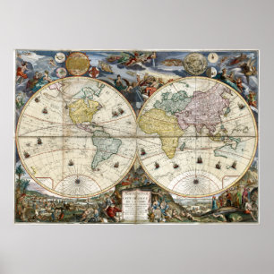 Weltkarte 1766 poster