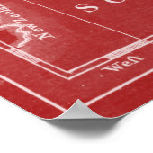 Weltkarte (1766) Rot und Weiß Poster (Ecke)