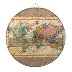 Weltkarte 1780 Bonne Antique Planisphäre Dartscheibe