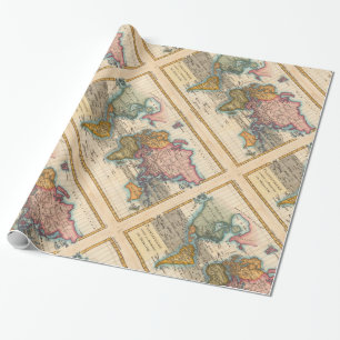 Weltkarte 1780 Bonne Antique Planisphäre Geschenkpapier