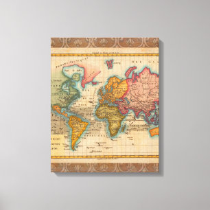 Weltkarte 1780 Bonne Antique Planisphäre  Leinwanddruck