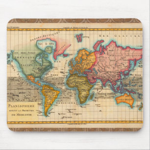 Weltkarte 1780 Bonne Antique Planisphäre Mousepad