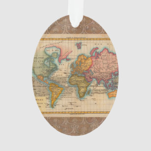 Weltkarte 1780 Bonne Antique Planisphäre Ornament