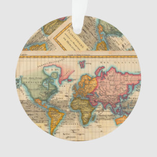 Weltkarte 1780 Bonne Antique Planisphäre Ornament
