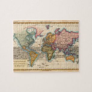 Weltkarte 1780 Bonne Antique Planisphäre Puzzle