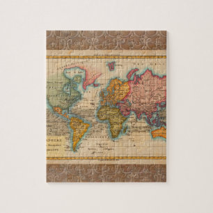 Weltkarte 1780 Bonne Antique Planisphäre Puzzle