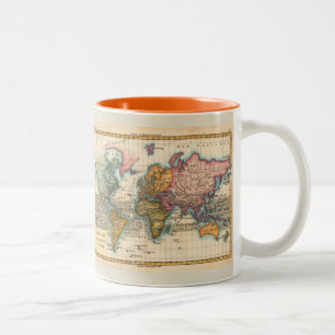 Weltkarte 1780 Bonne Antique Planisphäre  Zweifarbige Tasse