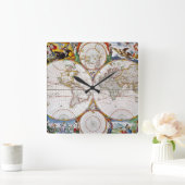 WELTKARTE, 17. JAHRHUNDERT QUADRATISCHE WANDUHR (Zuhause)