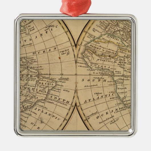 Weltkarte 3 silbernes ornament (Vorne)