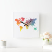 Weltkarte 5 quadratische wanduhr (Zuhause)