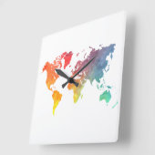 Weltkarte 5 quadratische wanduhr (Winkel)