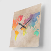 Weltkarte 9 quadratische wanduhr (Winkel)
