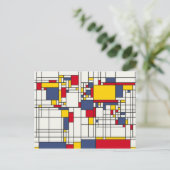 Weltkarte Abstrakt Mondrian Style Postkarte (Stehend Vorderseite)