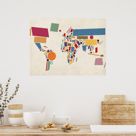 Weltkarte Abstrakt Poster (Küche)