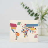 Weltkarte Abstrakt Postkarte (Stehend Vorderseite)