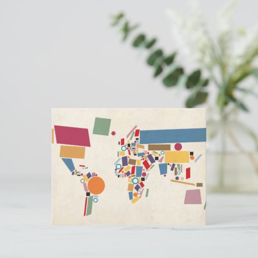 Weltkarte Abstrakt Postkarte (Stehend Vorderseite)