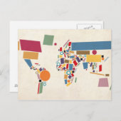 Weltkarte Abstrakt Postkarte (Vorne/Hinten)