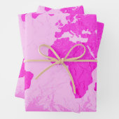 Weltkarte Abstrakt Reisende Rosa Lila Moderne Geschenkpapier Set (Beispiel)