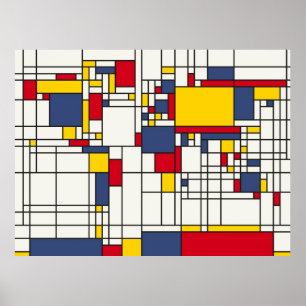 Weltkarte abstrakte Mondrian Art Poster