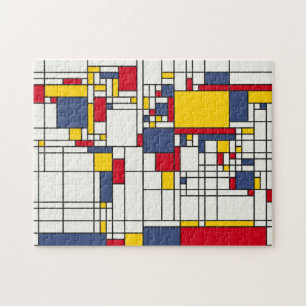 Weltkarte abstrakte Mondrian Art Puzzle