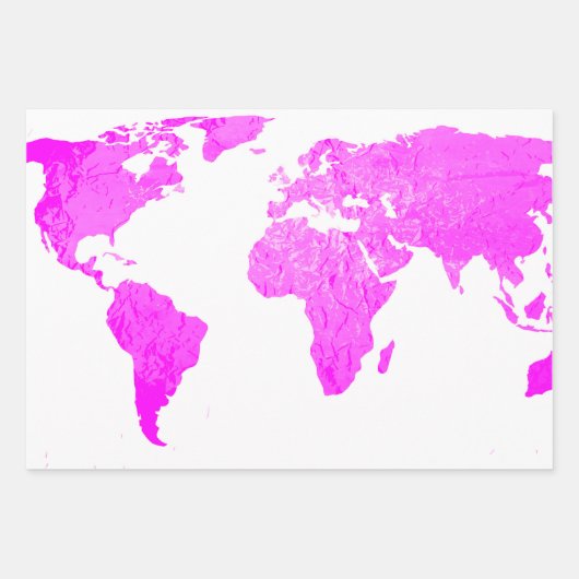 Weltkarte Abstrakter Reisender Rosa Lila Multicolo Geschenkpapier Set (Vorderseite 3)