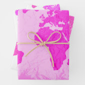 Weltkarte Abstrakter Reisender Rosa Lila Multicolo Geschenkpapier Set (Beispiel)