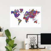 Weltkarte, Aktionsbilder Poster (Heimbüro)