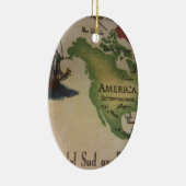 Weltkarte - Amerika Keramikornament (Rechts)