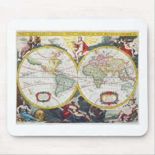 Weltkarte, Anfang des 18. Jahrhunderts (farbiger Mousepad