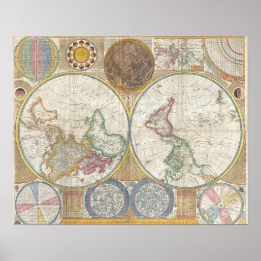 Weltkarte antikes Vintag Poster (Vorne)