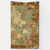 Weltkarte Antique 1886 Illustriert Banner (Vertikal)