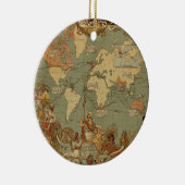 Weltkarte Antique 1886 Illustriert Keramikornament (Rechts)