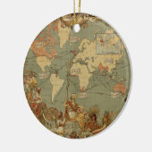 Weltkarte Antique 1886 Illustriert Keramikornament (Links)