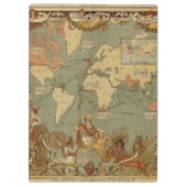 Weltkarte Antique 1886 Illustriert Klemmbrett (Rückseite)