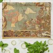 Weltkarte Antique 1886 Illustriert Küchentuch (Gefaltet)