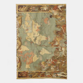 Weltkarte Antique 1886 Illustriert Küchentuch (Vertikal)