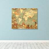 Weltkarte Antique 1886 Illustriert Leinwanddruck (Insitu (Holzboden))