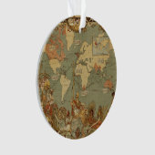 Weltkarte Antique 1886 Illustriert Ornament (Vorderseite)