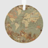 Weltkarte Antique 1886 Illustriert Ornament (Rückseite)