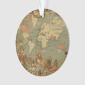 Weltkarte Antique 1886 Illustriert Ornament (Vorderseite)