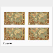 Weltkarte Antique 1886 Illustriert Rechteckiger Aufkleber (Blatt)