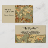 Weltkarte Antique 1886 Illustriert Visitenkarte (Vorne/Hinten)