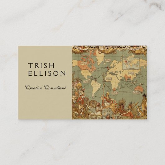 Weltkarte Antique 1886 Illustriert Visitenkarte (Vorderseite)