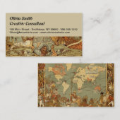 Weltkarte Antique 1886 Illustriert Visitenkarte (Vorne/Hinten)