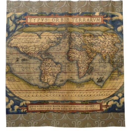 Weltkarte Antique Ortelius Duschvorhang (Vorderseite)